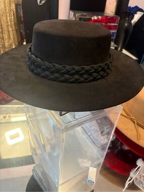 Black Braided-Band Wide Brim Hat. All 3 hats for 30